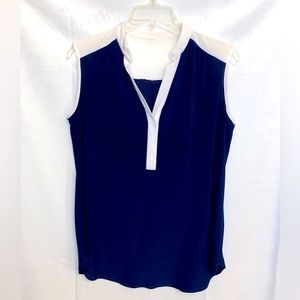 Navy Blue and white Sleeveless blouse